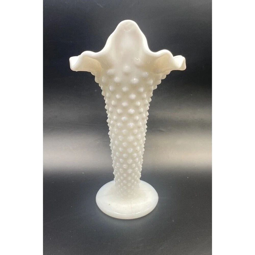 Fenton Hobnail Milkglass Jack In The Pupit Mini Vase 5 Inches